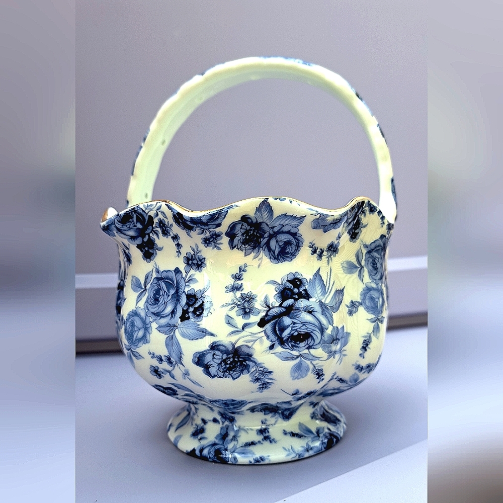 Antique Reflections J.Godinger and Co. Victorian Blue Rose Design Porcelain